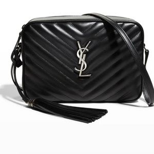 YSL Monogram Calfskin Camera Crossbody Bag - Aged Silver Hardware.